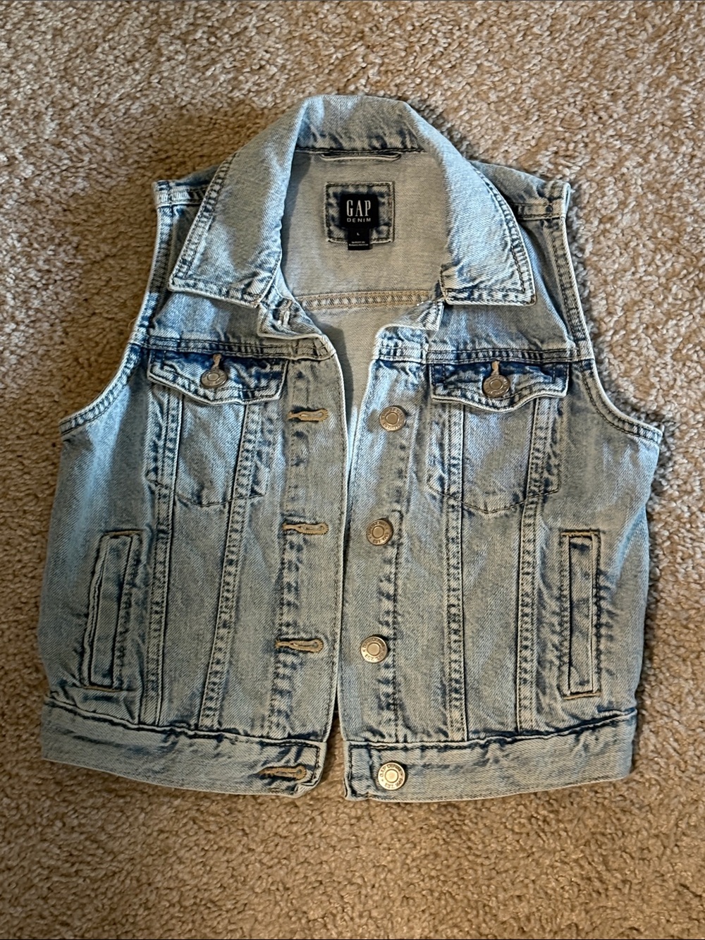 GAP Light Blue Washed Denim Vest